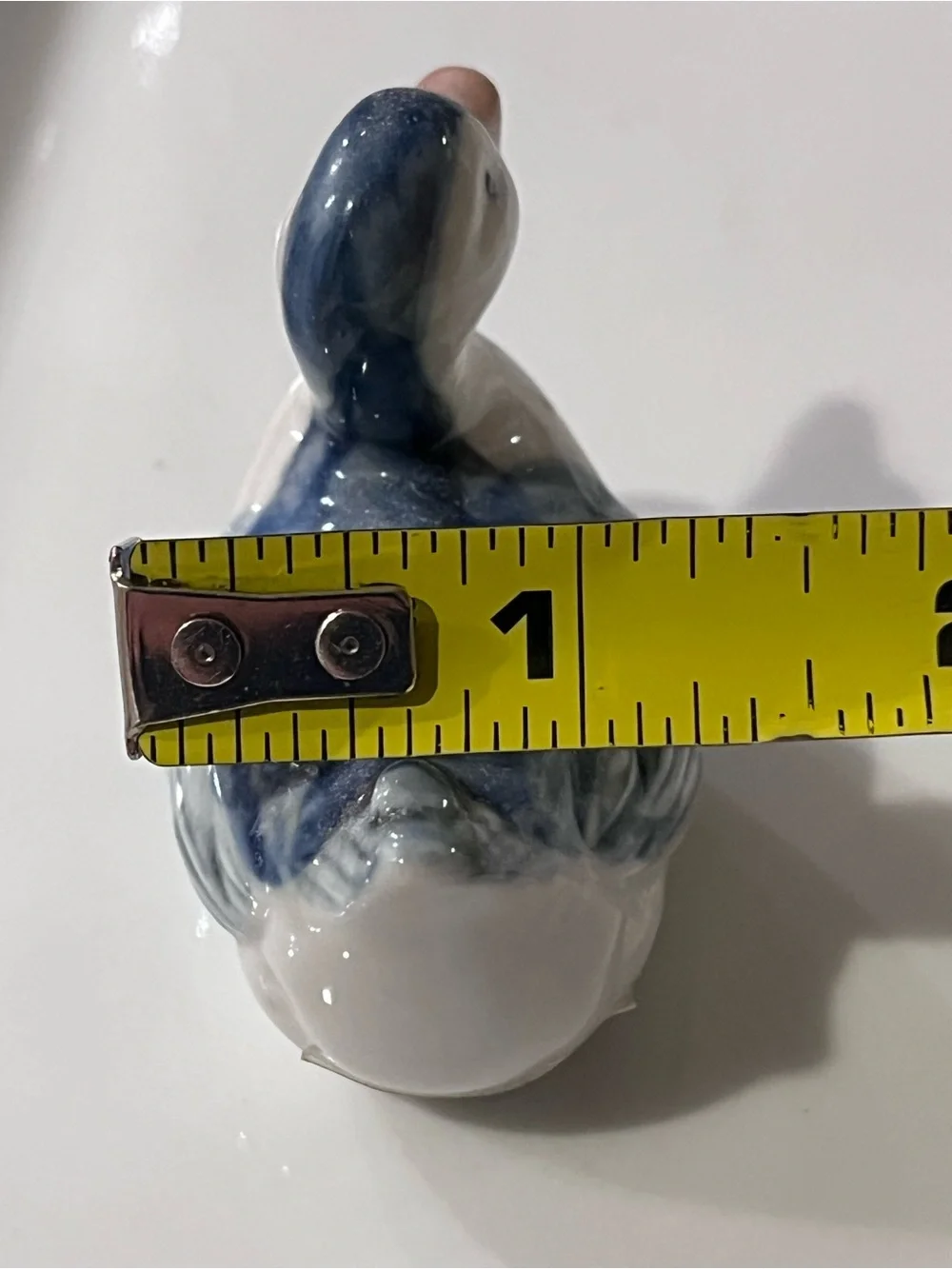 Vintage Otagiri Blue and White Miniature Porcelain Duck Figurine